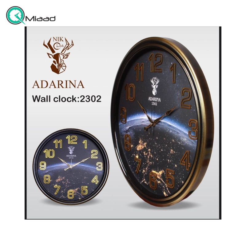 ساعت دیواری آدرینا مدل 2302 رنگ طلایی