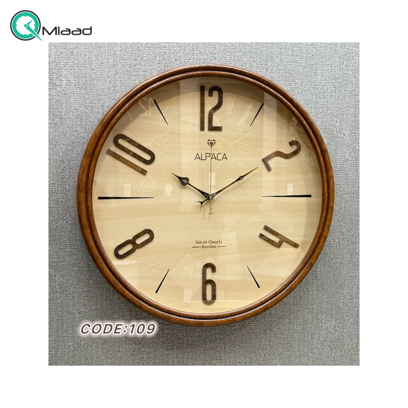 ساعت دیواری چوبی آلپاکا Alpaca کد 109 سایز 60