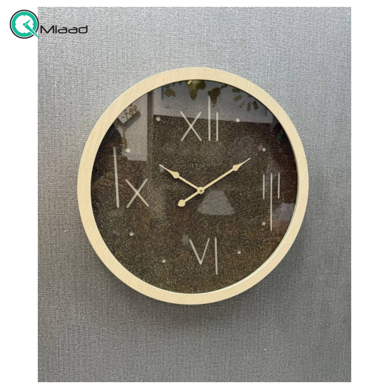  ساعت دیواری چوبی آلپاکا کد GL49 صفحه تیره