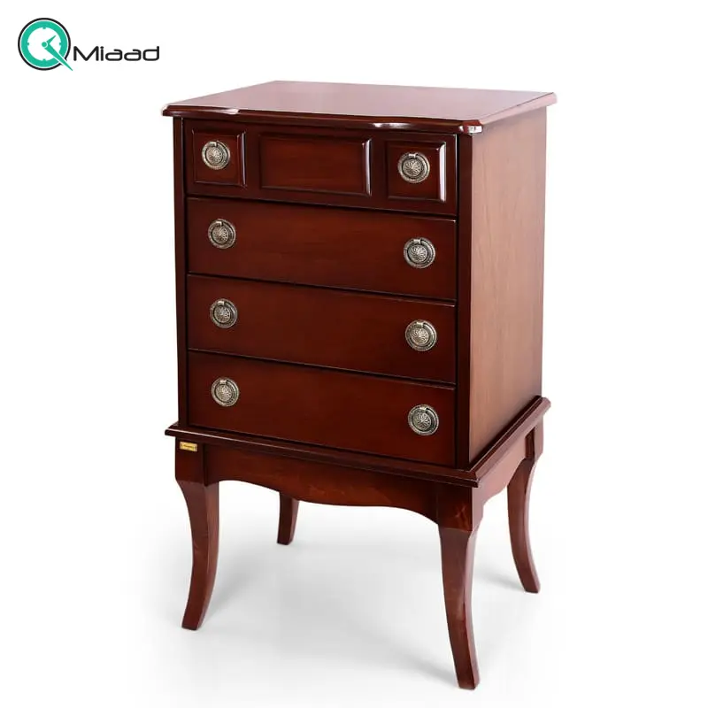 میز تلفن چوبی، میز تلفن کلاسیک و پایه دار بسیار شیک و چوبی، دارای چهار کشو برای نگه داری وسایل کوچک، فضایی برای نگه درای وسایل تزیینی بر روی سطح میز، مدل M 191 خرید میز تلفن گرام