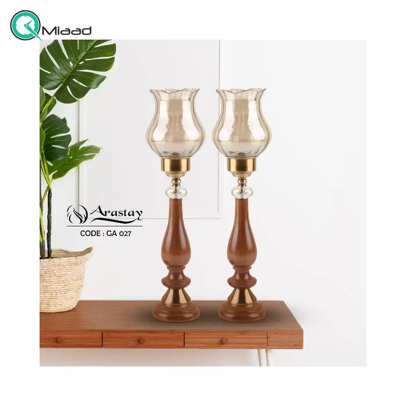 جاشمعی چوبی کد 027، شمعدان زینتی با طراحی چشمگیر و مدرن، متریال مقاوم و استفاده به عنوان وسیله تزیینی حتی بدون شمع مجسمه