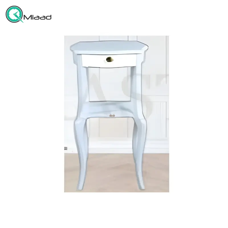 میز 2 کشو مدل تیدا کد 152، میز تلفن چوبی پایه دار دارای کشویی برای نگه داری وسایل کوچک، سطح پایینی و بالایی میز برای نگه داری وسیله دکوری خرید میز تلفن