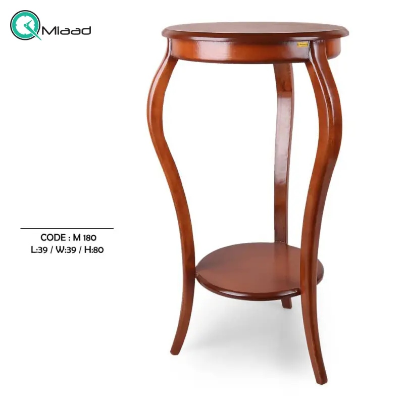 میز تلفن چوبی مدل M 180، میز تلفن پایه دار بسیار شیک و چوبی، فضایی برای نگه درای وسایل تزیینی در پایین و بالای میز خرید میز تلفن گرام