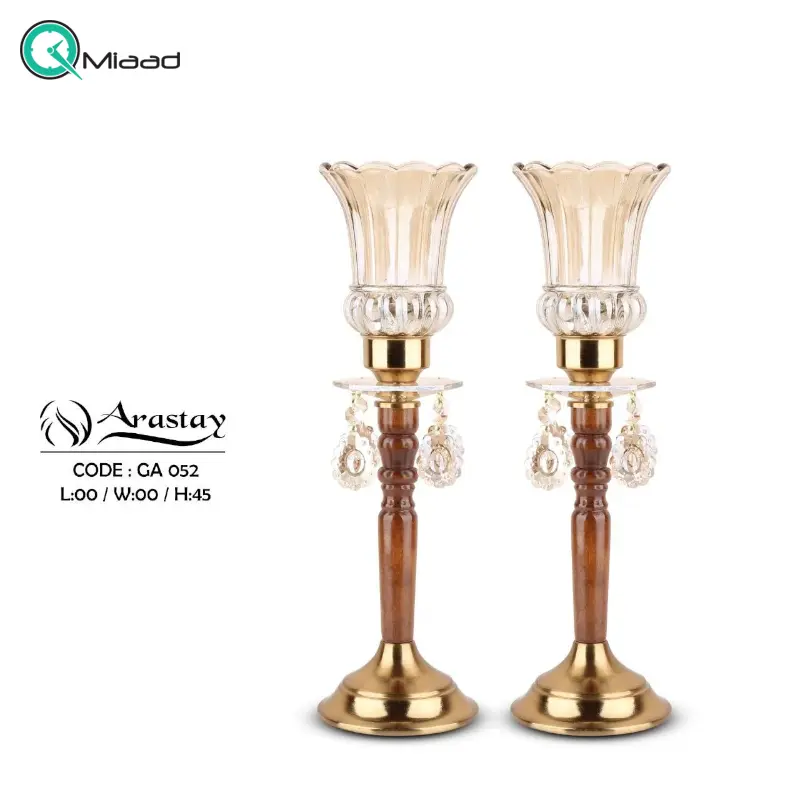 جاشمعی چوبی مدل GA052، شمعدان پایه چوبی زینتی با طراحی چشمگیر و مدرن، متریال مقاوم و استفاده به عنوان وسیله تزیینی حتی بدون شمع مجسمه