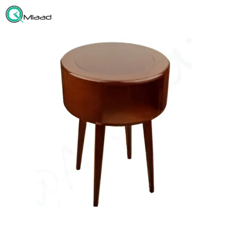 میز چوبی گرد مدل ایلیا کد M182، میز تمام چوب پایه دار بسیار شیک و چوبی گرد، فضای رویی برای نگه داری وسایل تزیینی مثل رادیو یا وسایل دیگر خرید میز تلفن گرام