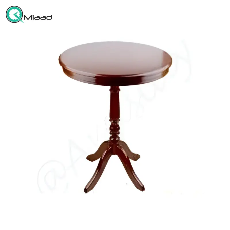 میز چوبی گرد مدل M187، میز تمام چوب پایه خراطی بسیار شیک و چوبی گرد، فضای رویی برای نگه داری وسایل تزیینی مثل رادیو یا وسایل دیگر خرید میز تلفن گرام