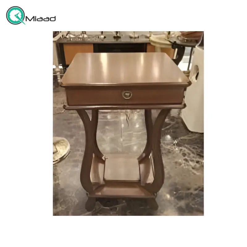 میز چوبی مدل لاله کد M232، میز چوبی مدل لاله مستطیل با پایه های بلند، ارتفاع 60 سانت، دارای کشویی برای نگه داری وسایل کوچک، سطح پایینی میز برای نگه داری وسیله دکوری خرید میز تلفن