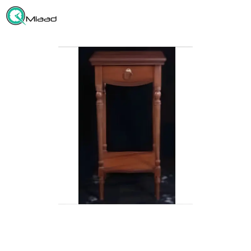 میز چوبی مدل شیوا کد m200، میز جدید پایه دار بسیار شیک با متریال تمام چوب و تک کشو، دارای یک کشو برای نگه داری وسایل کوچک، فضایی برای نگه درای وسایل تزیینی در قسمت بالا و پایین میز خرید میز تلفن گرام