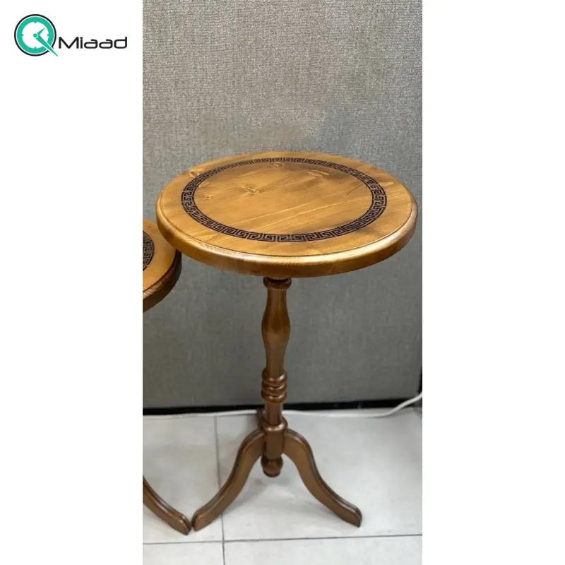 میز گرد چوبی کیهان مدل 1371، میز خاطره چوبی و پایه بلند زیبا، متریال چوب روس و صفحه تماما چوب، وزن پایین و امکان حمل راحت میز خرید میز تلفن