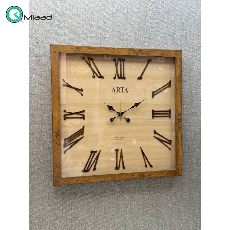  ساعت دیواری مربعی آرتا Arta کد 1750 رنگ قهوه ای