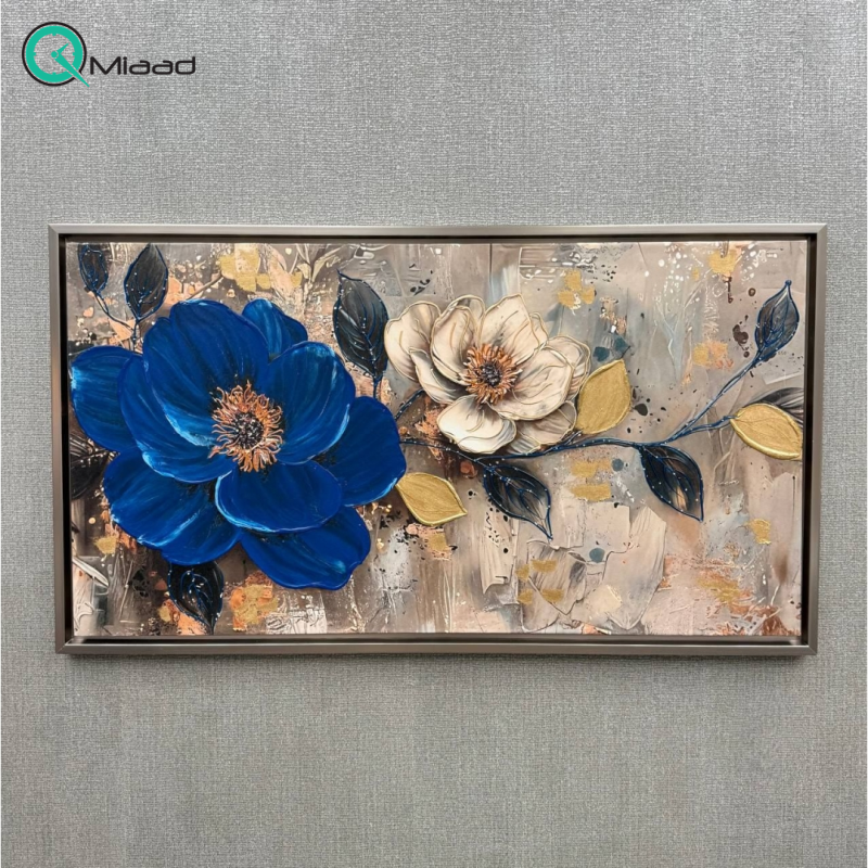 تابلو بوم نقاشی کد 2300 طرح برجسته گل آبی