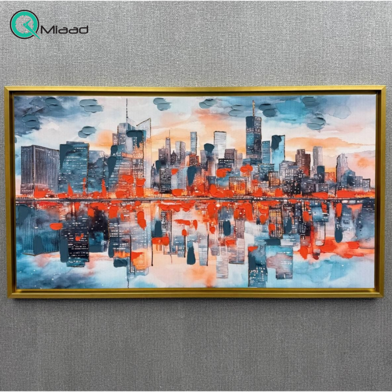 تابلو بوم نقاشی کد 2300 طرح انعکاس شهر در آب