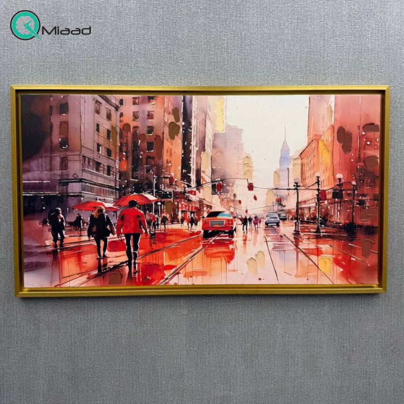 تابلو بوم نقاشی کد 2300 طرح شاعرانه شهر بارانی 