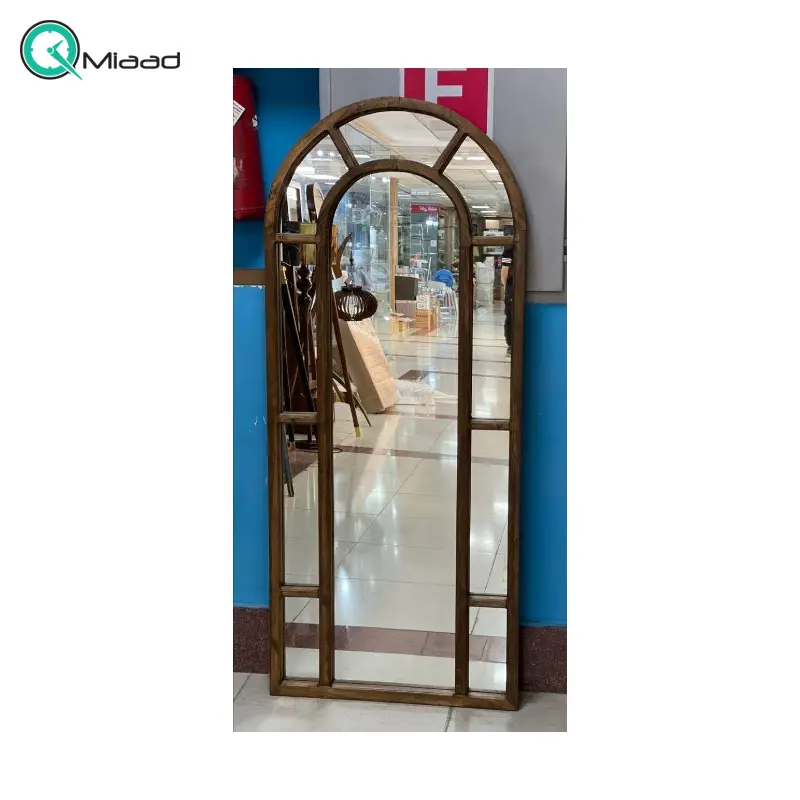 آینه ایستاده تک کشو مدل گنبدی کد 2600، آینه قدی بسیار زیبا با قاب چوبی روسی و دارای یک کشو چوبی، رنگ گردویی آینه