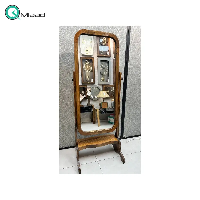 آینه ایستاد مدل 2652، آینه قدی بسیار زیبا با قاب چوبی روسی، رنگ گردویی آینه