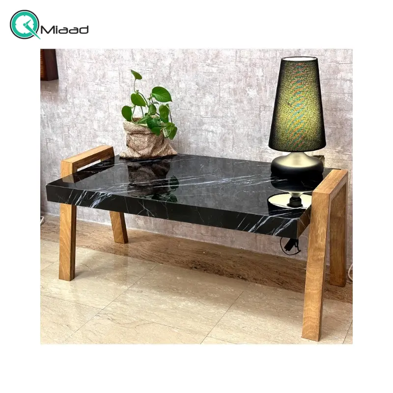 میز جلو مبلی کد 2750، میز جلو مبلی چوبی ضد خش و ضد آب، متریال چوب 5 لایه ورق هایگلس، دارای بسته بندی محکم، رنگ مشکی سنگی میز عسلی