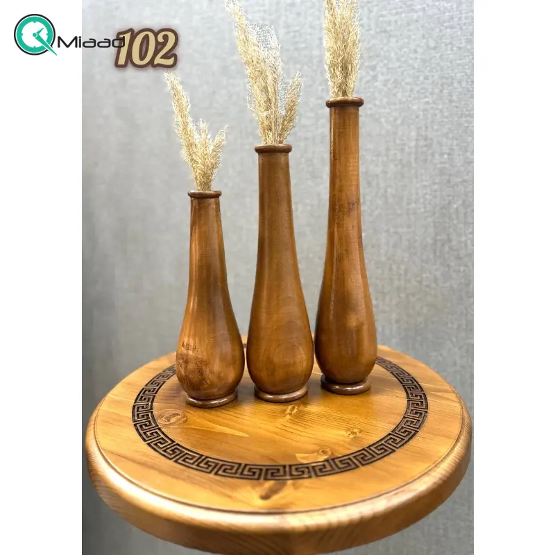 گلدان سه تکه مدل 102 کد 285، گلدان تزیینی سه سایز با متریال چوب افرا، دکوری با طراحی ساده و زیبا و همینطور خلاقانه گلدان