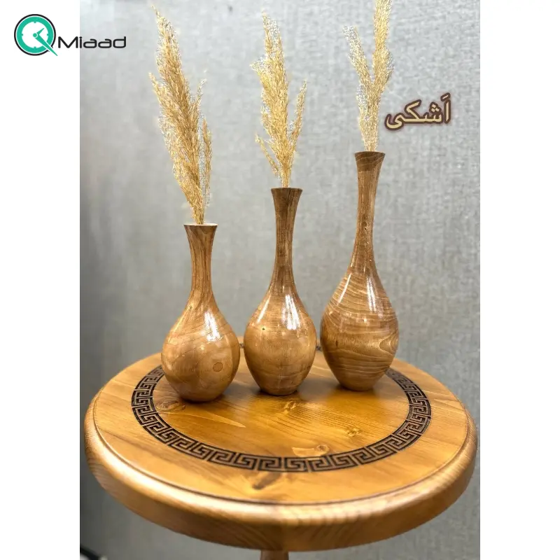 گلدان سه تکه مدل اَشکی کد 468، گلدان تزیینی سه سایز با متریال چوب افرا، دکوری با طراحی ساده و زیبا و همینطور خلاقانه گلدان