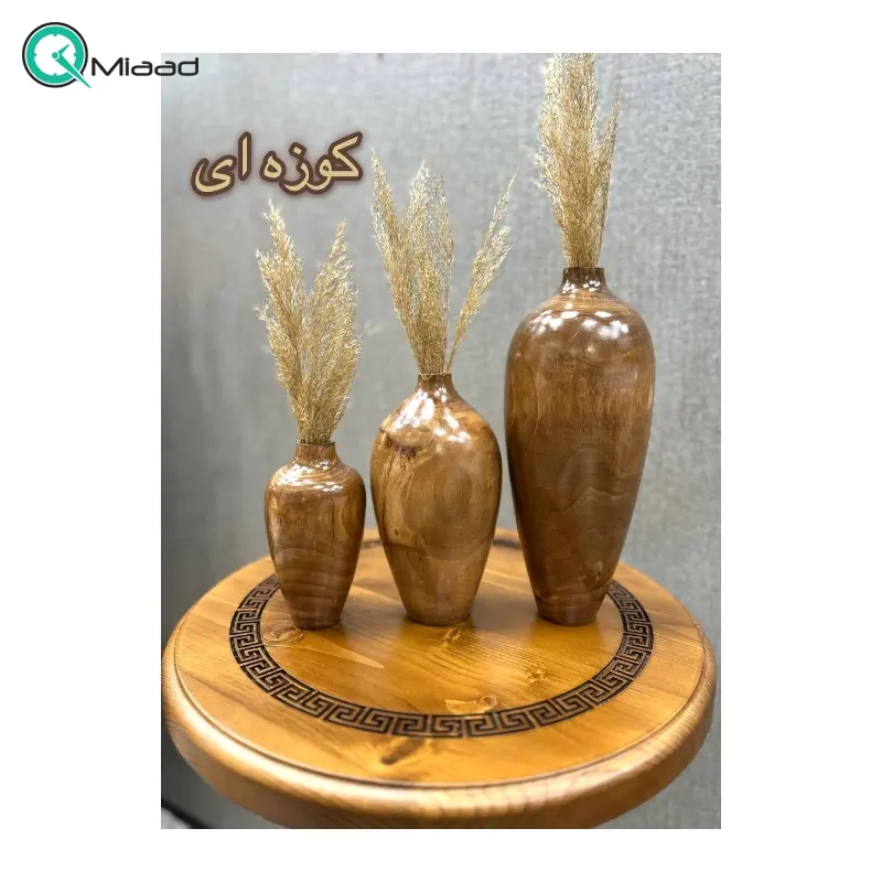 گلدان سه تکه مدل کوزه کد 487، گلدان تزیینی سه سایز با متریال چوب افرا، دکوری با طراحی ساده و زیبا و همینطور خلاقانه گلدان