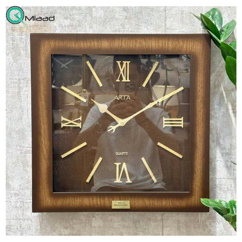  ساعت دیواری مربعی آرتا Arta کد 54 رنگ قهوه ای