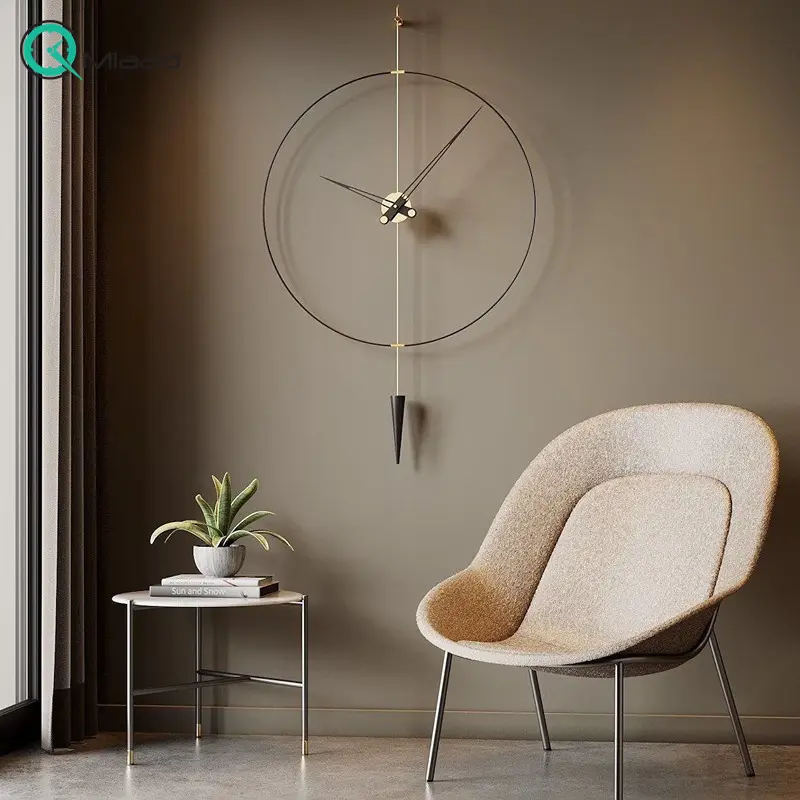 ساعت دیواری مدرن مدل مارس کد 2220، ساعت دیواری دایره ای شکل و خلاقانه استیل قطر 80 و ارتفاع 145 سانت، ساعت دیواری خاص و زیبا با موتور آرامگرد مناسب اتاق خواب و سالن پذیرایی، رنگ مشکی ساعت دیواری