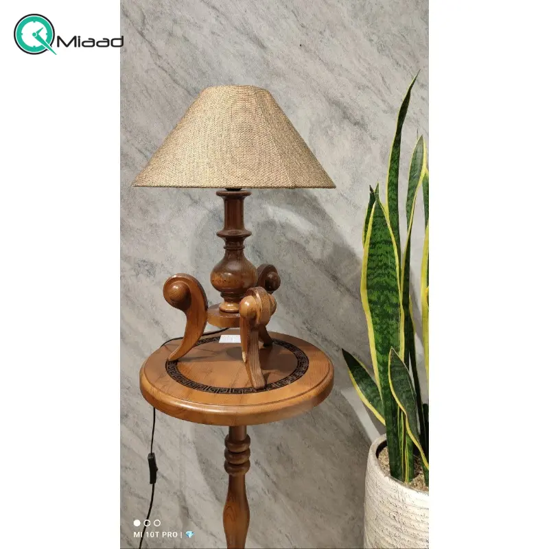 آباژور و چراغ خواب نگینی مدل 1275، آباژور با پایه چوبی فوق العاده با کیفیت، طرح زیبا شید آباژور
