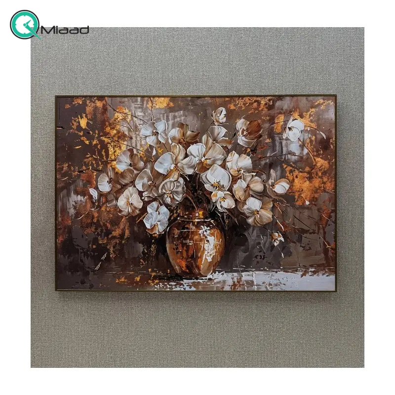 تابلو دکوراتیو شاین کد 1975، تابلو دکوراتیو با تصویر لمینت شاینی وارداتی، متریال پی وی سی قاب، تابلو زیبا و جذاب با کیفیت فوق العاده و قابل شستشو، طرح انتزاعی گلدان پر از گل تابلو