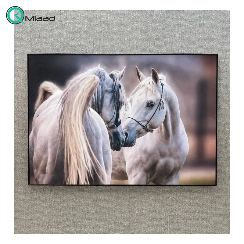 تابلو دکوراتیو شاین کد 1975، تابلو دکوراتیو با تصویر لمینت شاینی وارداتی، متریال پی وی سی قاب، تابلو زیبا و جذاب با کیفیت فوق العاده و قابل شستشو، طرح بی نظیر دو اسب سفید تابلو