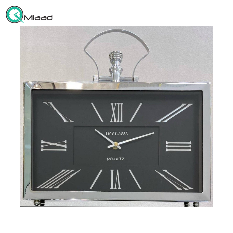 ساعت رومیزی فلزی آرتمیس مدل 2032 نقره ای صفحه مشکی
