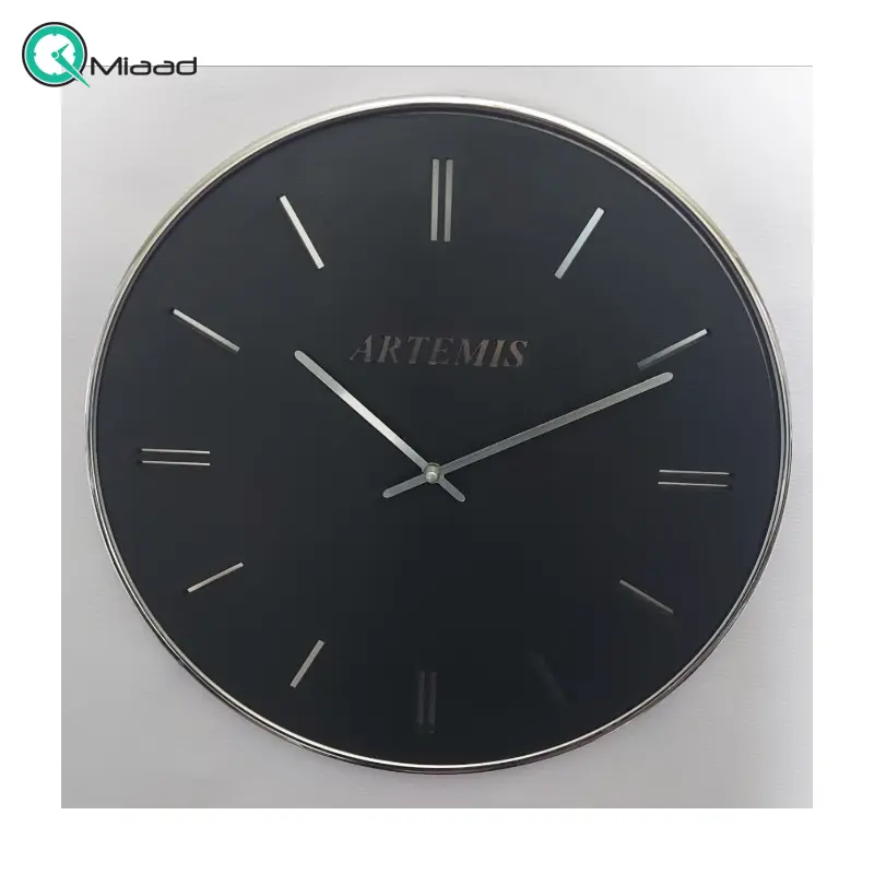 ساعت دیواری آرتمیس مدل 6015B، ساعت دیواری فلزی و آبکاری شده، طراحی ساده و مینیمال، سایز 39، رنگ سیلور ساعت دیواری