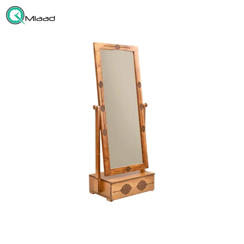 آینه کشو دار عباسی مدل AY04035، آینه بسیار زیبا با قاب چوبی روسی و دارای یک کشو چوبی آینه