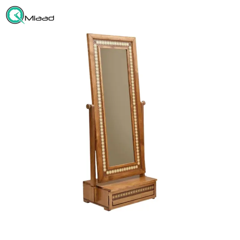آینه تک کشو معرق مدل AY04048، آینه بسیار زیبا با قاب چوبی روسی و دارای یک کشو چوبی آینه