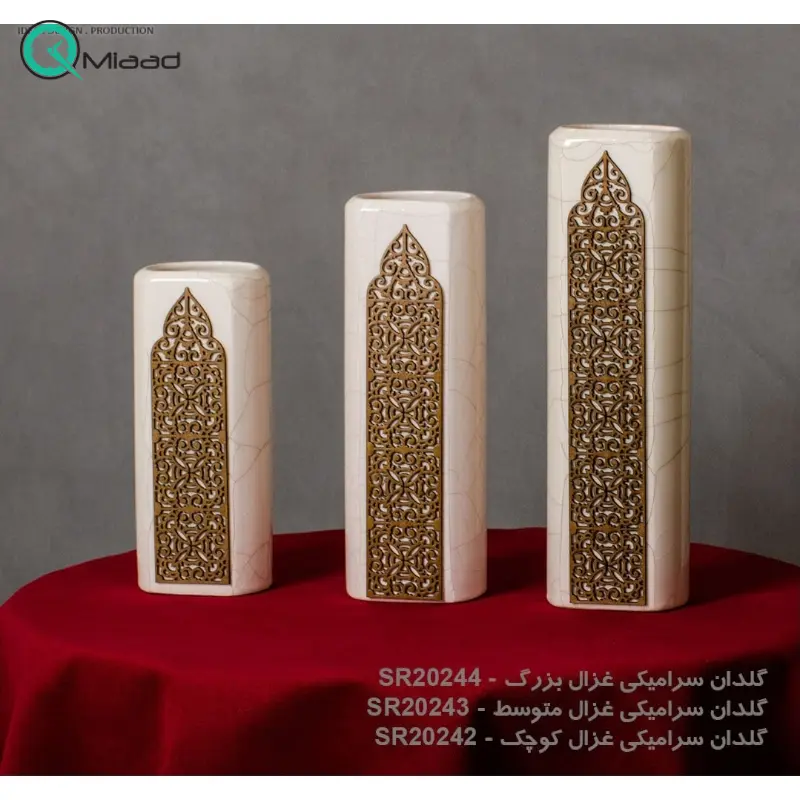 گلدان سرامیکی مدل غزال GO20244، گلدان تزیینی سه سایز و دکوری با طراحی ساده و زیبا و همینطور خلاقانه، طرح غزال گلدان
