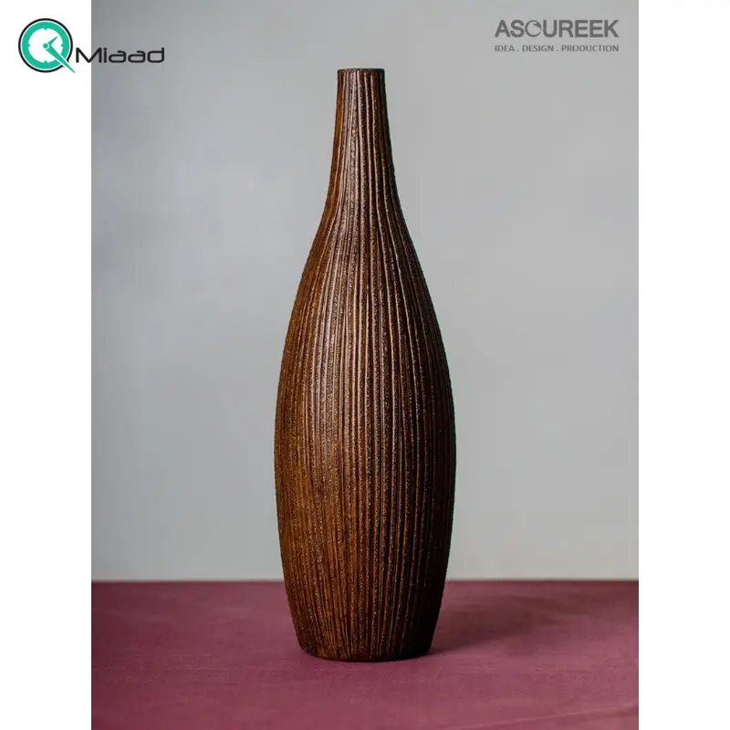 گلدان مدل سنگی کد GO27244، گلدان تزیینی و دکوری با طراحی ساده و زیبا و همینطور خلاقانه، طرح سنگی، رنگ قهوه ای گلدان