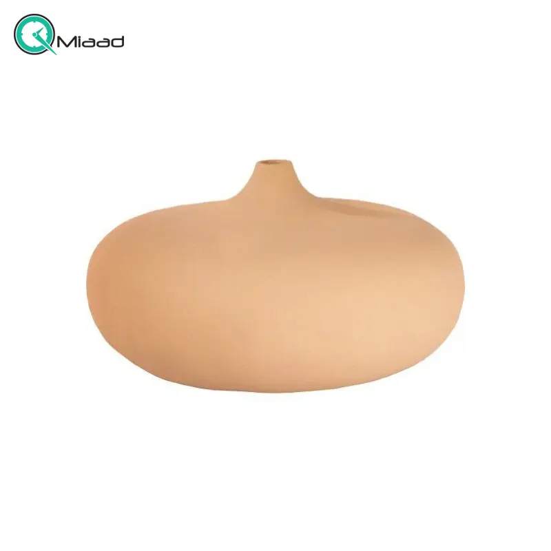 گلدان عدسی بزرگ GO27294، گلدان تزیینی و دکوری با طراحی ساده و زیبا، رنگ نسکافه ای گلدان