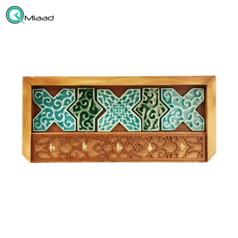 جاکلیدی با کد JA20069، جاکلیدی مدل چلیپا، دسترسی به 5 فضا مختلف برای نگه داری کلید، متریال چوب جا کلیدی