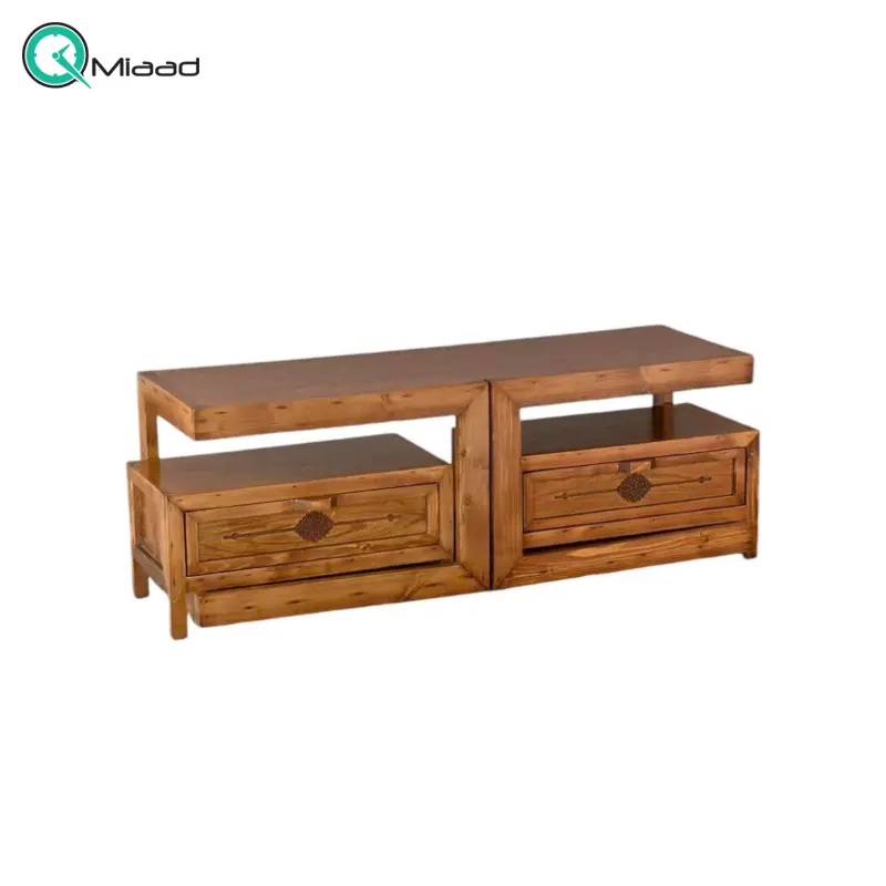میز تلویزیون عباسی مدل MI04012، میز TV و ال سی دی تمام چوب پایه دار، متریال مقاوم چوب و طراحی کلاسیک با طرح طبیعی چوب خرید میز کنارسالنی