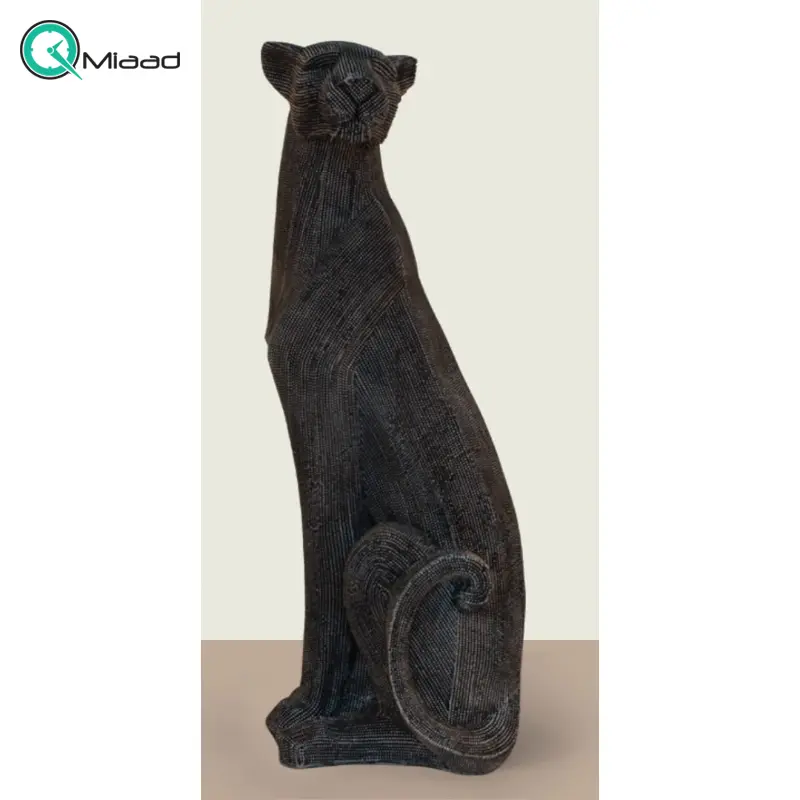 مجسمه چیتا مدل MO16086، مجسمه زیبا و تزیینی با تنوع رنگ بندی، دکوری بسیار زیبا برای هر سطح و میزی، رنگ مشکی نقره ای مجسمه