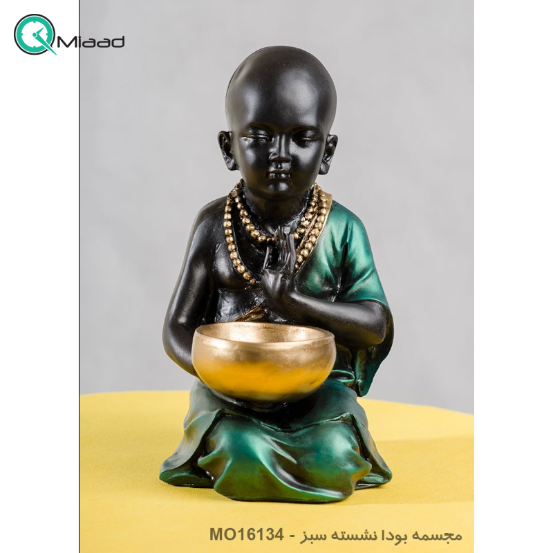 مجسمه بودا نشسته رنگ سبز کد Mo16134