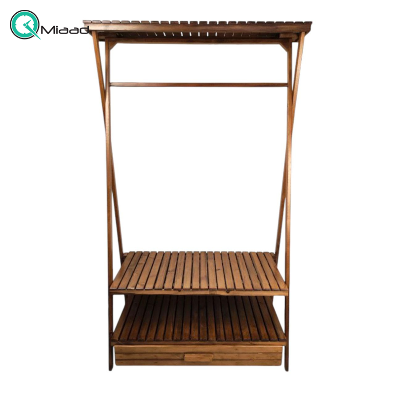 رخت آویز تمام چوب سه طبقه کشودار مدل RA03005
