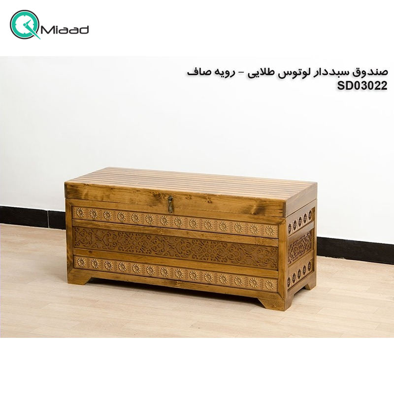 صندوق چوبی سبد دار لوتوس طلایی کد SD03021