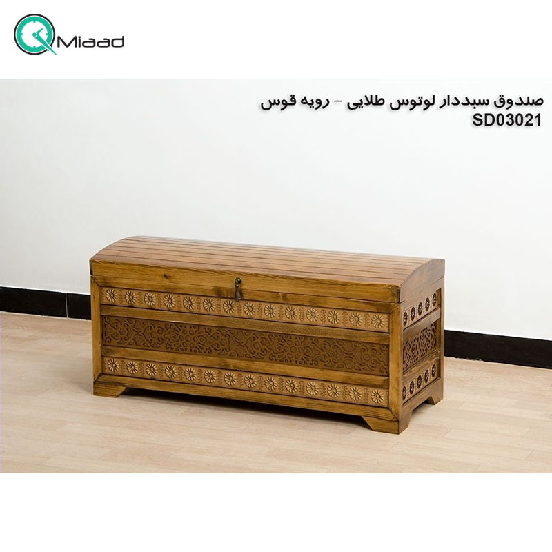 صندوق چوبی سبد دار لوتوس طلایی کد SD03022