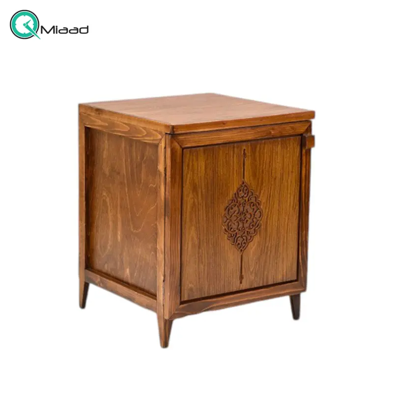 کمدچه پایه دار کوتاه عباسی مدل VT04014، کمدچه چوبی برای نگهداری اقلام مختلف و وسایل مورد نیاز، طراحی شده با متریال تمام چوب کتابخانه