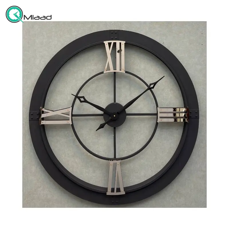 ساعت دیواری مدل 3900، ساعت دیواری با متریال استیل اعداد رومی برجسته، سایز 85 ساعت دیواری