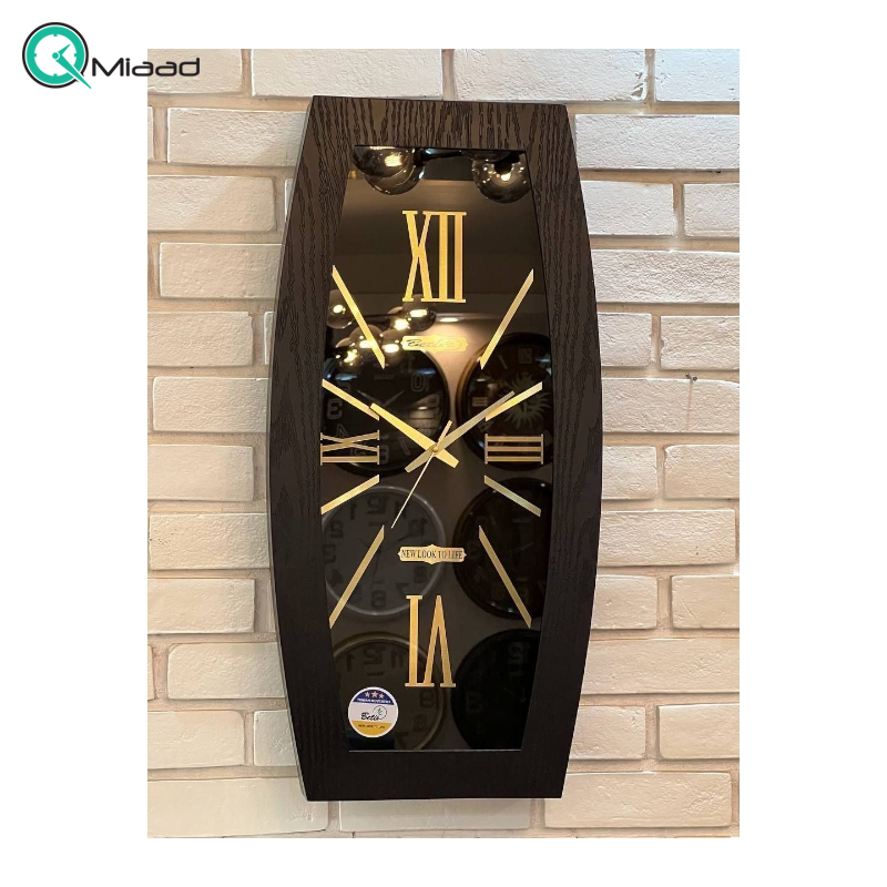 ساعت دیواری چوبی بتیس مدل 7035 با متریال تمام چوب رنگ مشکی