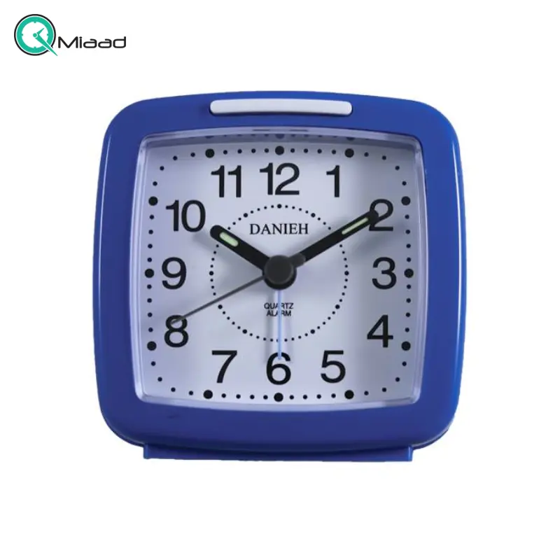 ساعت رومیزی دانیه کد 020 رنگ آبی، ساعت رومیزی فانتزی دارای آلارم، با قاب پلاستیک، تغذیه با باتری قلمی، ساعتی با تکنولوژی کوارتز ساعت رومیزی