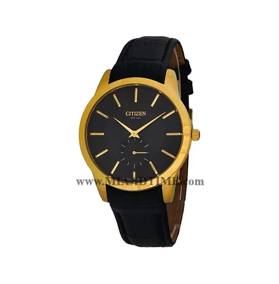 ساعت مچی سیتیزن مردانه زیرثانیه گرد چرمی طلایی صفحه خاکستری مدل 6214G ساعت سیتیزن مردانه بند چرمی