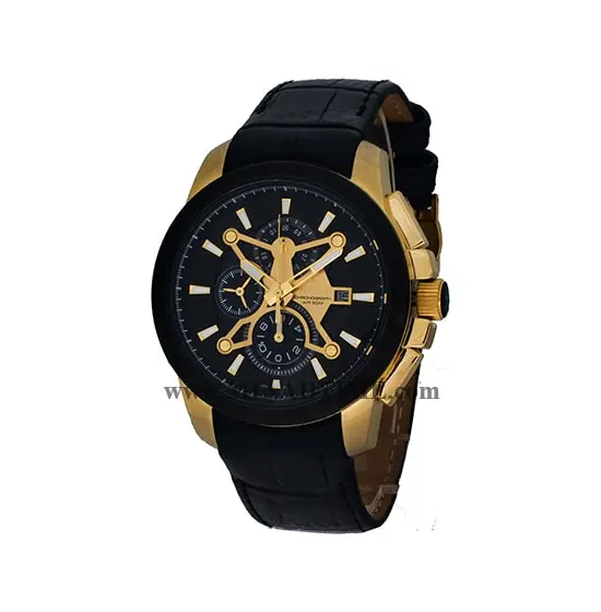 ساعت ویولت Violet مردانه کرنوگراف گرد چرمی طلایی مشکی صفحه مشکی کد 0455/2G قیمت انواع ساعت مچی مردانه مارک دار