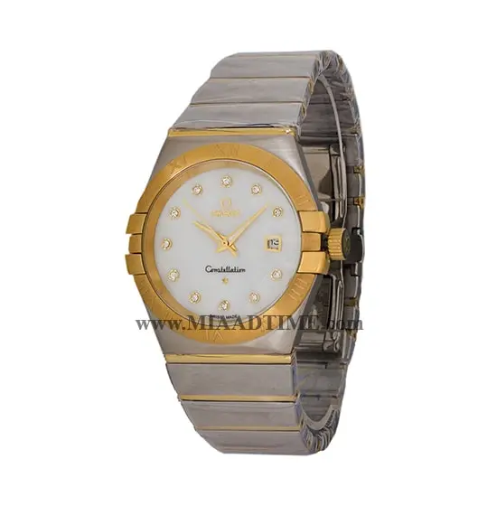 ساعت امگا OMEGA مردانه کلاسیک گرد فلزی دو رنگ صفحه سفید کد 1842 ساعت امگا مردانه