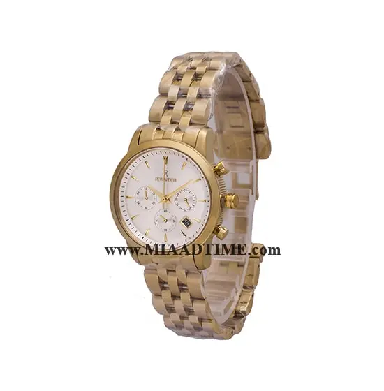 ساعت مچی رومانسون زنانه کرنوگراف گرد فلزی طلایی صفحه سفید کد 16311 ساعت مچی زنانه مارک دار